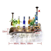 Portaoggetti Da Cucina Portabottiglie Da Vino In Metallo Montato A Sospensione Portabottiglie Da Vino Europeo In Ferro E Legno & Amp;聽Supporto Per Calice (Dimensioni: 100 * 30 * 12 Cm), 100 * 30 * 12
