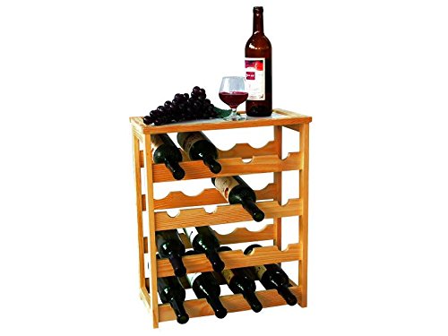 Mobile porta bottiglie cantinetta vino in legno naturale bamboo 24 posti enoteca 47x26x94 cm