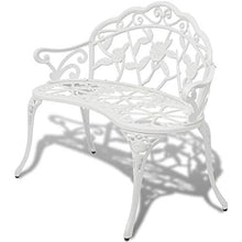 Gotop - Panca da giardino a 2 posti, con motivo floreale, 100 x 54 x 80 cm, colore: Bianco