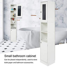 Armadietto da Bagno, Mobile Alto per il Bagno con Specchio e 2 Scomparti Aperti, Mobile a Colonna per Bagno Alto Mobiletto Bagno Salvaspazio, 28,8 x 29,8 x 179,5 cm