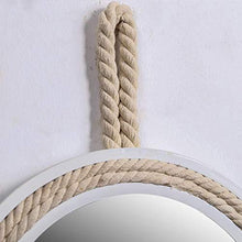 H.yina Specchio da Parete Rotondo retrò da 30 cm / 11,8 'con Corda di Canapa Vanity Make Up Mirror Specchio da Barba Rotondo Specchio con Cornice in Legno massello Specchio Decorativo cosmetico