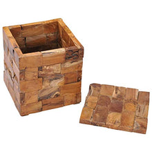 vidaXL - Sgabello in legno massello di teak, stile rustico, con un vano portaoggetti coperto da un coperchio, arredamento per interni e esterni