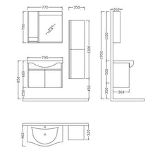 Homemania LGB-855 Set Mobili Logan 80 da Bagno, Bianco, Legno, in MDF, Ceramica, Specchio, Metallo