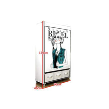 Guardaroba singolo con tre cassetti Tessuto per tubi ambientali Armadio per la personalità Modelli per bambini Armadio Abbigliamento Casella di immagazzinaggio giocattolo 45x90x170cm Armadio per camer
