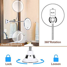 Hbao Guideck Flessibile 6.8"10x Specchio di Trucco Illuminato a LED a LED a LED a 360 Gradi a 360 Gradi, Specchio da Viaggio a Batteria a Batteria