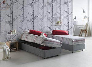 Talamo Italia Letto contenitore Una piazza e mezza Silvia Sommier, Made in Italy, Letto con rivestimento in tessuto, Apertura laterale, con materasso cm 120x190 incluso, Grigio