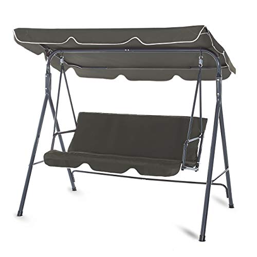 Strattore Dondolo Altalena Giardino Esterno 170 x 115 x 153 cm Tettuccio Parasole Cuscini Panchina Hollywood - Antracite