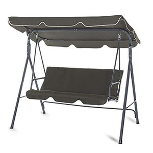Strattore Dondolo Altalena Giardino Esterno 170 x 115 x 153 cm Tettuccio Parasole Cuscini Panchina Hollywood - Antracite