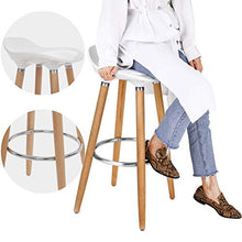 SONGMICS 2 x Sgabello da Bar con Gambe in Legno Sedile in ABS Sedia Alta Cucina Altezza di 73 cm Bianco LJB20W