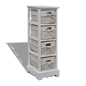 GOTOTOP Cassettiera in legno con 4 ceste 74 x 25 x 28 cm organizzatore di stoccaggio multiuso comò per camera da letto con cassetti stile rustico