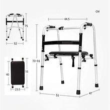 Anziani Walker Quattro Zampe Walker con Ruote e Pelle Morbida Seduta in Canna Sedia Leggera Antiscivolo Pieghevole