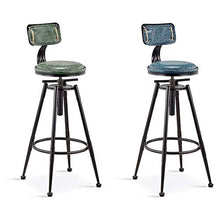 LYRWISHJD - Sedia da bar con schienale regolabile, altezza 98 – 120 cm, in ecopelle, stile retrò, in metallo, per cucina e caffè, colore: blu