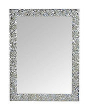 MO.WA Specchio da parete classico foglia argento fatto a mano. Made in Italy. Misura esterna cm. 62x82 Da appendere verticale/orizzontale