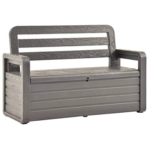 Tidyard Cassapanca da Giardino per Esterno in Plastica,Panchina con Schienale e Braccioli a 2 Posti,132,5 x 58 x 89 cm,Antracite