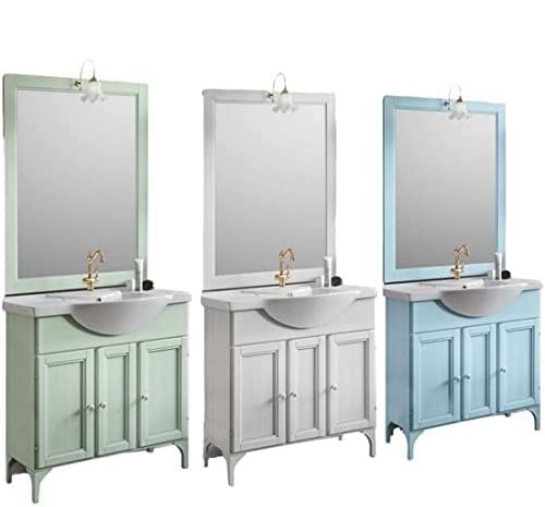 Bagno Italia Mobile Arredo Bagno Lilium da 85 cm con lavabo in ceramica decapè in 3 colori avorio, verde, celeste Mobili I