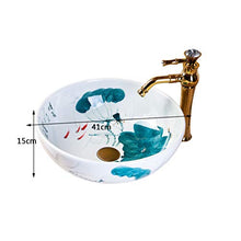 Lavabo in Ceramica Tondo Dipinto a Mano Mini Paletta lavabo Bagno Balcone Arte 35cm lavabo Lavabi