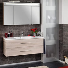 Fackelmann – Set di mobili da bagno B. Clever 2 pezzi 120 cm esche con mobiletto da bagno con lavabo in marmo e armadietto a specchio LED