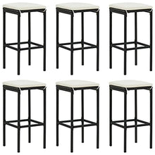 vidaXL Set Bar da Giardino 7 pz con Cuscini in Polyrattan Nero