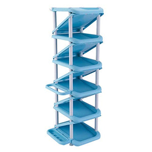 XWZH Cabinet Scarpe da Polvere Piccola Scarpe da Scarpe Strette in plastica per Stivali Balcone Ingresso Angolo Ingresso 11 Livello impilabile scaffale (Color : Blue)