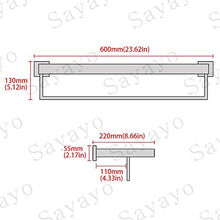 Sayayo Portasciugamani da Bagno Portasciugamani con Barra Portasciugamani da Parete 60 cm di Lunghezza, Acciaio Inossidabile SUS 304 Finitura Nero Opaco, EGA7215B