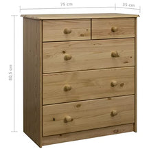 vidaXL Cassettiera 75x35x80,5 cm in Legno Massello di Pino