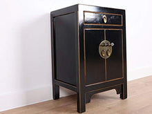 Yajutang Cassettiera cinese Cina comodino nero con bordi in legno naturale