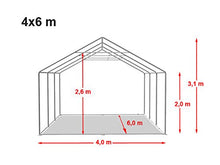 TOOLPORT Tendone deposito 4x6 m Stabile tendone Industriale con telone in PVC di ca. 500 g/m² Verde Scuro tendone agricolo Copertura con Fondo perimetrale e Rinforzi al Tetto