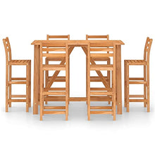 Tidyard 5/7 pz Set da Bar da Giardino in Legno Massello di Acacia,Set Tavolo e Sedie da Bar da Giardino Esterno Legno,Set Tavolo e Sedie da Cucina Legno,Set Tavolo e 2/4/6 Sgabelli da Bar in Legno