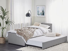 Beliani Divano Letto Estraibile in Tessuto Grigio Chiaro Rete a Doghe 90 x 200 cm Marmande