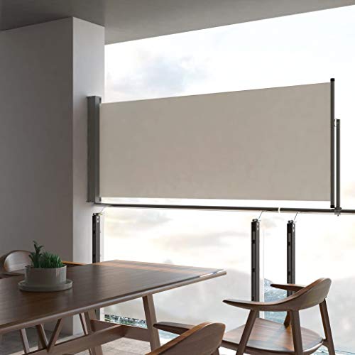Tidyard Tenda da Sole Laterale Retrattile,Tenda Paravento per Esterno, Protezione da Sole da Giardino, Tendalino per Patio Terrazzo 100 x 300 cm Crema