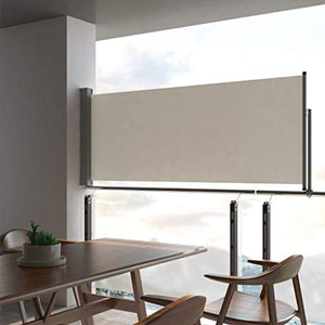 Tidyard Tenda da Sole Laterale Retrattile,Tenda Paravento per Esterno, Protezione da Sole da Giardino, Tendalino per Patio Terrazzo 100 x 300 cm Crema