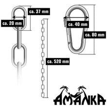 AMANKA 2X 50cm Catena per Sedia Appesa Fino a 230kg - 4 Moschettoni - Sospensione Altalena Amaca