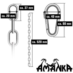 AMANKA 2X 50cm Catena per Sedia Appesa Fino a 230kg - 4 Moschettoni - Sospensione Altalena Amaca