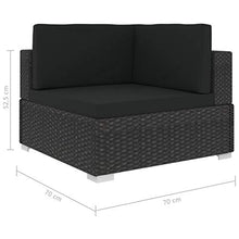 vidaXL Set Divani da Giardino 8 pz con Cuscini Foderati Lavabili Modulare Leggero Elegante Arredi da Esterno in Polyrattan Nero Telaio in Acciaio