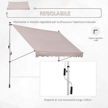 Outsunny Tenda da Sole a Bracci con Manovella, Struttura Telescopica in Metallo e Parasole in Poliestere 300x150cm