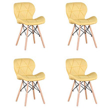 GroBKau - Set di 4 sedie imbottite in tessuto, stile moderno, per soggiorno, sala da pranzo, cucina Giallo