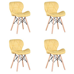 GroBKau - Set di 4 sedie imbottite in tessuto, stile moderno, per soggiorno, sala da pranzo, cucina Giallo