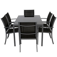 Miadomodo Salotto giardino set tavolo con sedie esterno set da 7 pezzi in acciaio colore grigio scuro