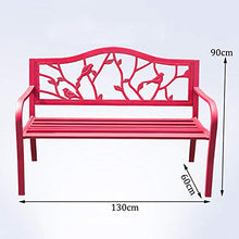 Creative LDF Panca da Giardino da 130 Cm Panchina da Esterno in Metallo per 2 Posti, Panca da Giardino in Acciaio con Braccioli, Rossa
