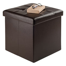 winsome Ashford legno massello ottomano con contenitore in ecopelle in espresso Finish