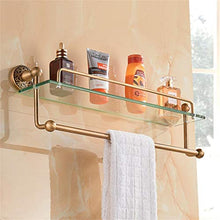 GJJSZ Ripiani in Vetro retrò con portasciugamani,Materiale in Alluminio Spaziale,Porta Cosmetici per Bagno Multiuso,mensola da Bagno 60 * 25,5 cm