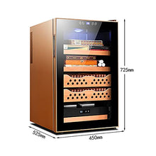 Humidor Acciaio Inox, Umidificatore per Sigari con 2 Ripiani Ed 2 Cassetto in Cedro, Igrometro Ed Luce LED, Termoelettrico, Porta in Vetro, 70 L, Nero