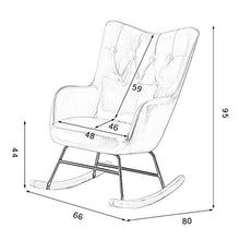 Hyy-yy, sedia da pranzo reclinabile a dondolo per soggiorno, camera da letto, balcone, sedie e gambe in metallo (colore giallo, dimensioni: 95 x 80 x 66 cm)