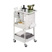 YIN YIN Carrello per Ripiani Rack da Cucina in Acciaio al Carbonio a Tre Piani Carrello portaoggetti Mobile conveniente Rack di Grande capacità Bianco 45X32.5X76CM Carrello a rulli (Color : A)