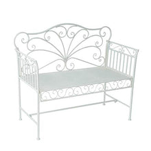 miozzi Panchina 2 Posti da Giardino in Ferro Romantico Bianco 109.5x51x95.5 cm