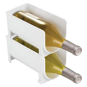 mDesign Portabottiglie vino in plastica robusta – Bottigliera e scaffale porta vino per conservazione ottimale di vini – Struttura componibile per 4 bottiglie – bianco