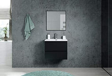 Badplaats B.V. Mobile Bagno Angela 60 cm Nero Opaco - Lavello Bianco Opaco - Mobile Base per lavandino del Bagno