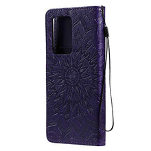 Artfeel Pelle Portafoglio Custodia per Samsung Galaxy S20 Ultra 6.9 Pollice,Flip Magnetica Viola Cover Sbalzato Girasole Modello Libro Stile con Carta Slot Cinturino Supporto Cover