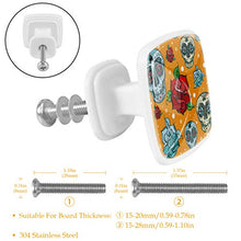 Set di 4 maniglie rotonde per armadio da cucina, credenza, cassettiera, cassettiera, con viti, per cucina, comò, armadietto, bagno, guardaroba, testa di teschio, fiori di rosa