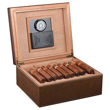YUMO Humidor per sigari per ca. Sigari 50-70, Marrone, con igrometro e umidificatore Set di umidificatori per sigari Custodia per sigari